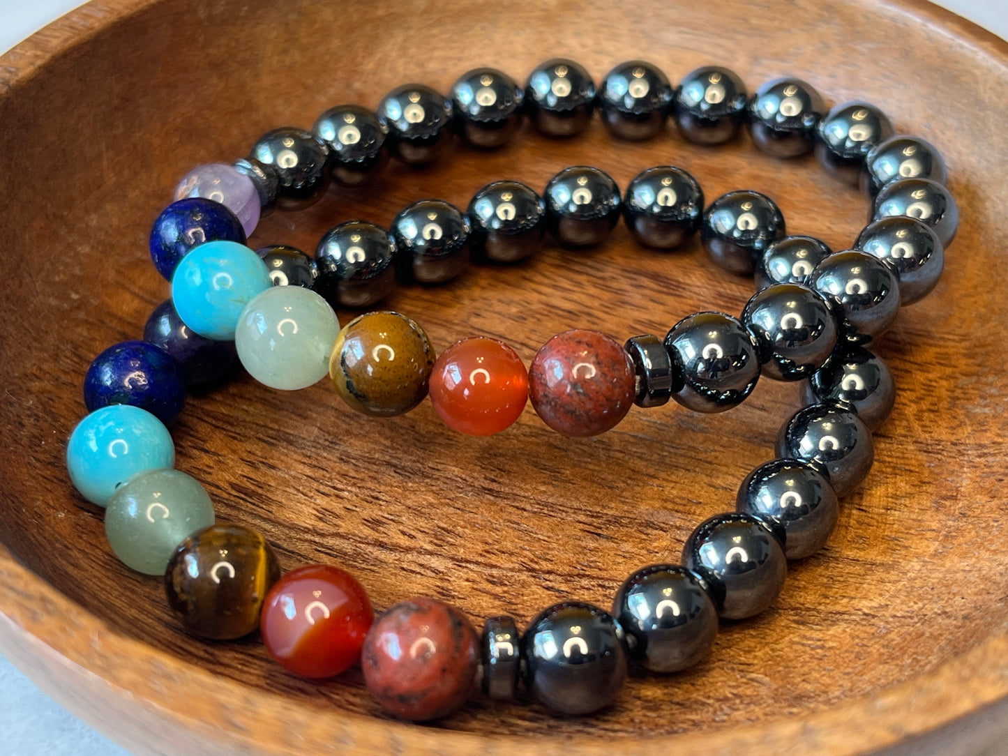 7 Chakra + Hematite Bracelet