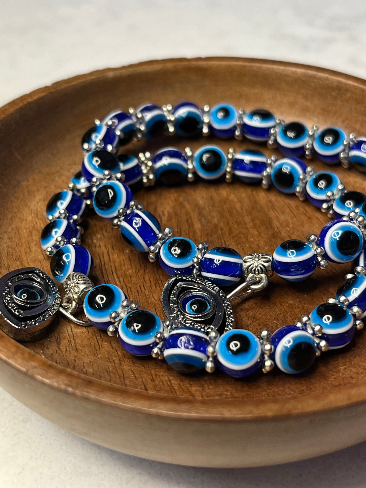 Evil Eye Bead & Eye Charm Bracelet