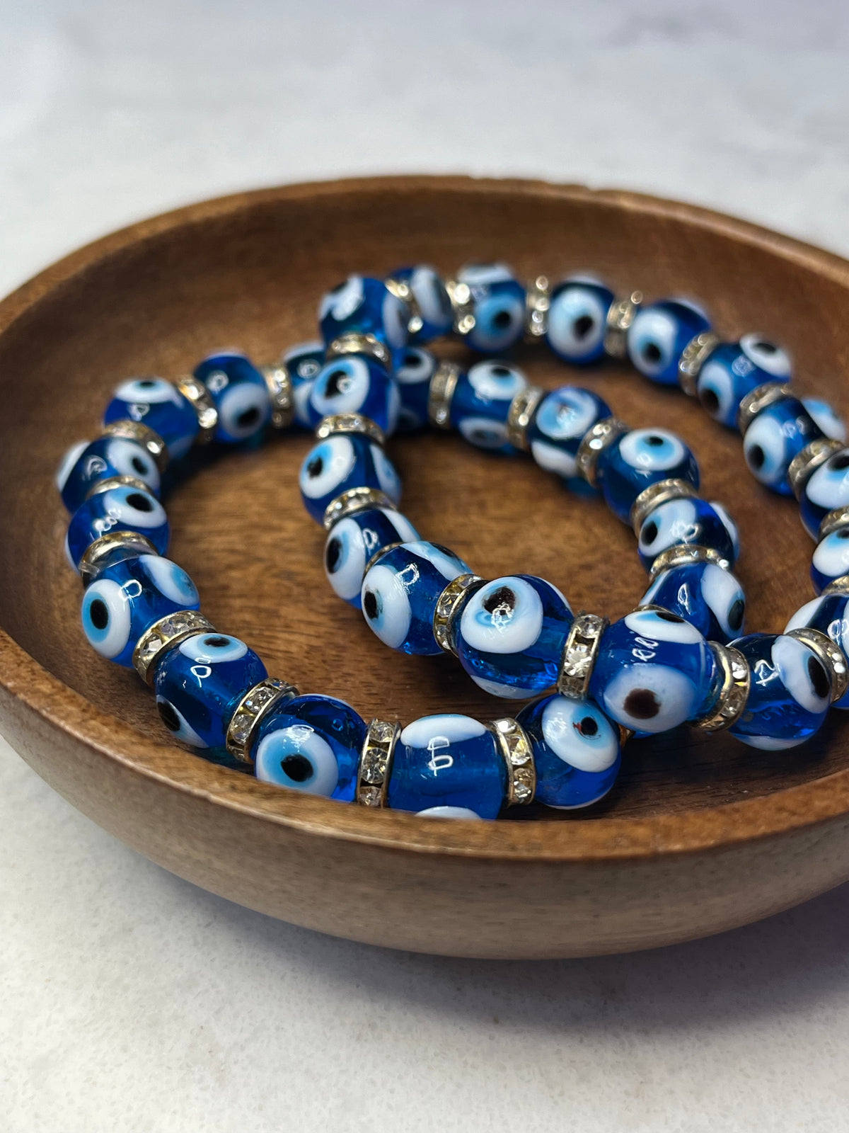 Evil Eye Bead Glass & Metal Bracelet